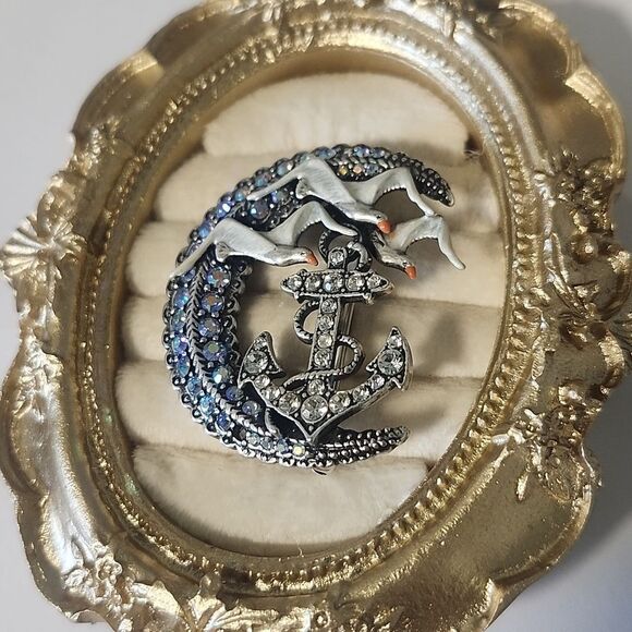 Kirks Folly Ship to Shore Nautical Brooch Pin ST Vintage Made in USA - Picture 1 of 5